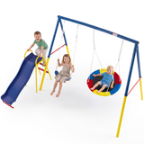 MERSCO 3-in-1 Heavy Duty Outdoor Swing Set with Slide
