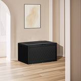 Cirui 100 Gallon Outdoor Storage Box with Lockable Lid, Waterproof & UV Resistant Patio Plastic Deck Box with Side Handles, Home Storage Box for Patio, Cushions,Toys, Black