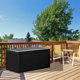 Cirui 100 Gallon Outdoor Storage Box with Lockable Lid, Waterproof & UV Resistant Patio Plastic Deck Box with Side Handles, Home Storage Box for Patio, Cushions,Toys, Black