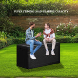 Cirui 100 Gallon Outdoor Storage Box with Lockable Lid, Waterproof & UV Resistant Patio Plastic Deck Box with Side Handles, Home Storage Box for Patio, Cushions,Toys, Black