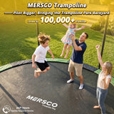 MERSCO 15FT Heavy Duty Outdoor Trampoline with Enclosure Net - Black Green