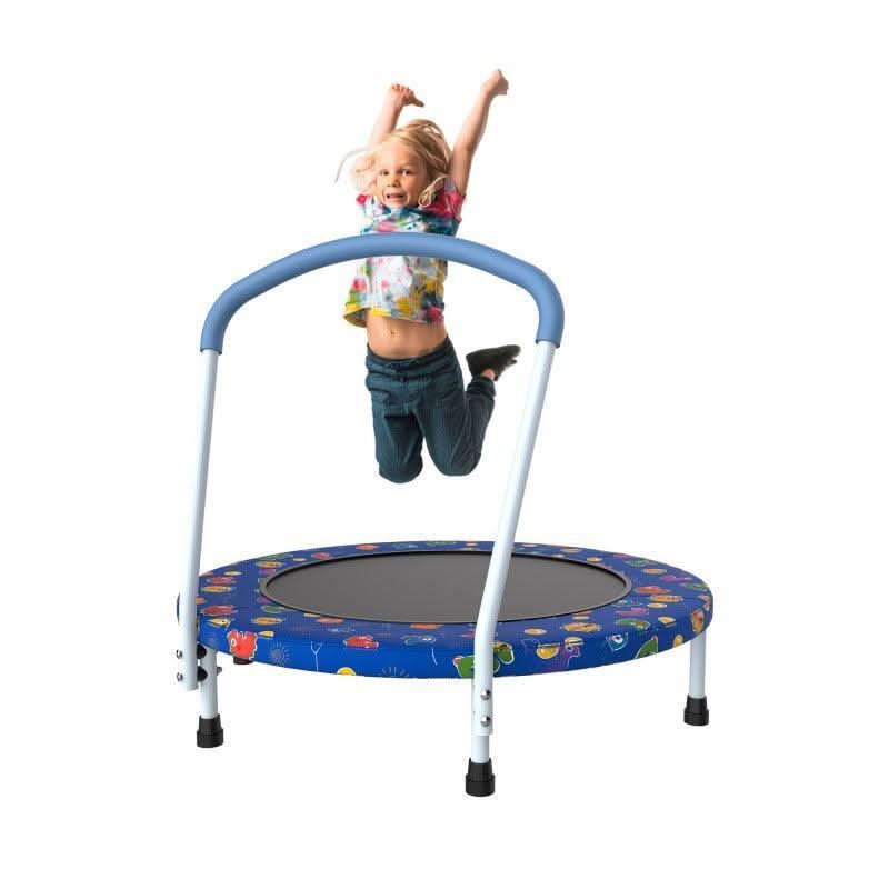 Kindertrampoline, 96 cm, trampoline voor binnen, met opvouwbare bungee-rebounder, springtrampoline, fitness rebounder met verstelbare schuimrubberen handgreep en veiligheidskussen, voor jongens en meisjes vanaf 2 tot 4 jaar Kindertrampoline, 96 cm, trampoline voor binnen, met opvouwbare bungee-rebounder, springtrampoline, fitness rebounder met verstelbare schuimrubberen handgreep en veiligheidskussen, voor jongens en meisjes vanaf 2 tot 4 jaar