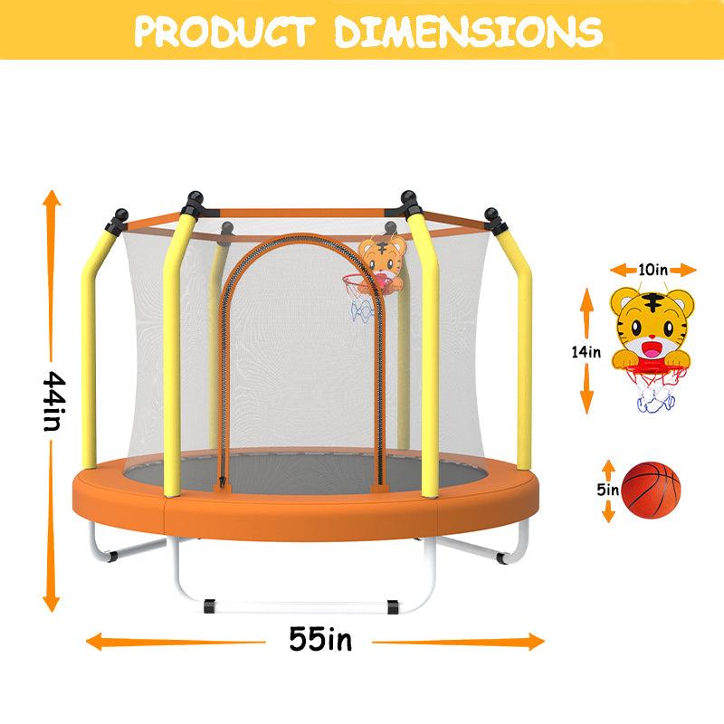 Orange 55'' Handle Kids Indoor Toddlers Trampoline With Hoop - MERSCO SPORTS