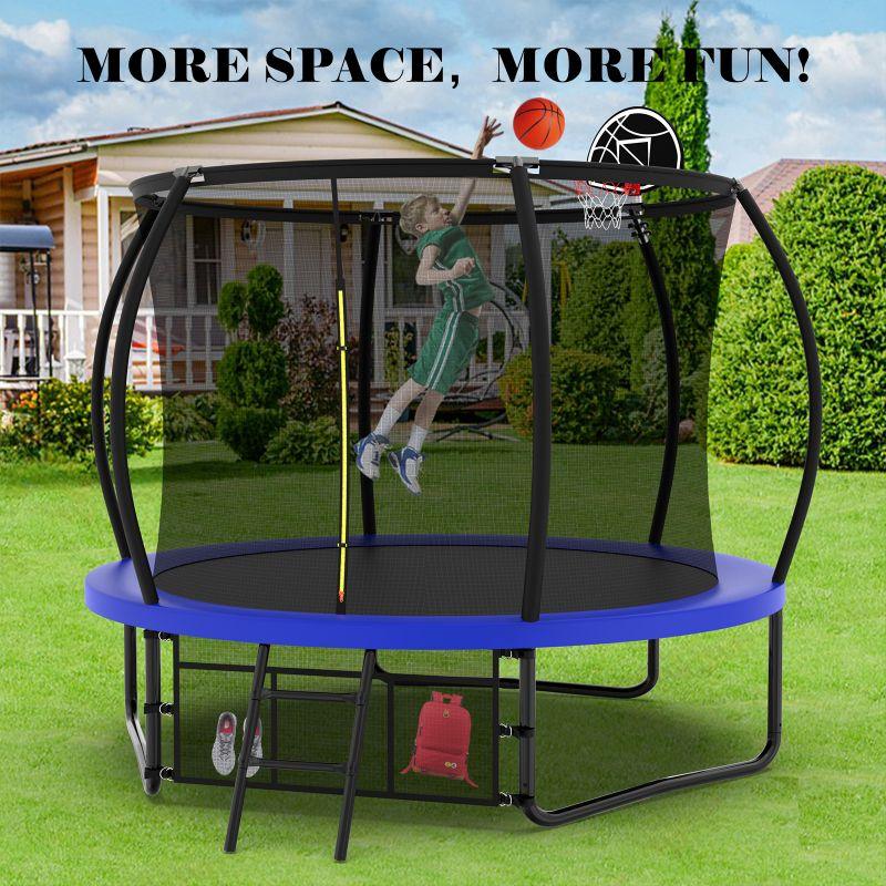 10FT Blue Outdoor Big Trampoline for Family with Safety Net - MERSCO SPORTS