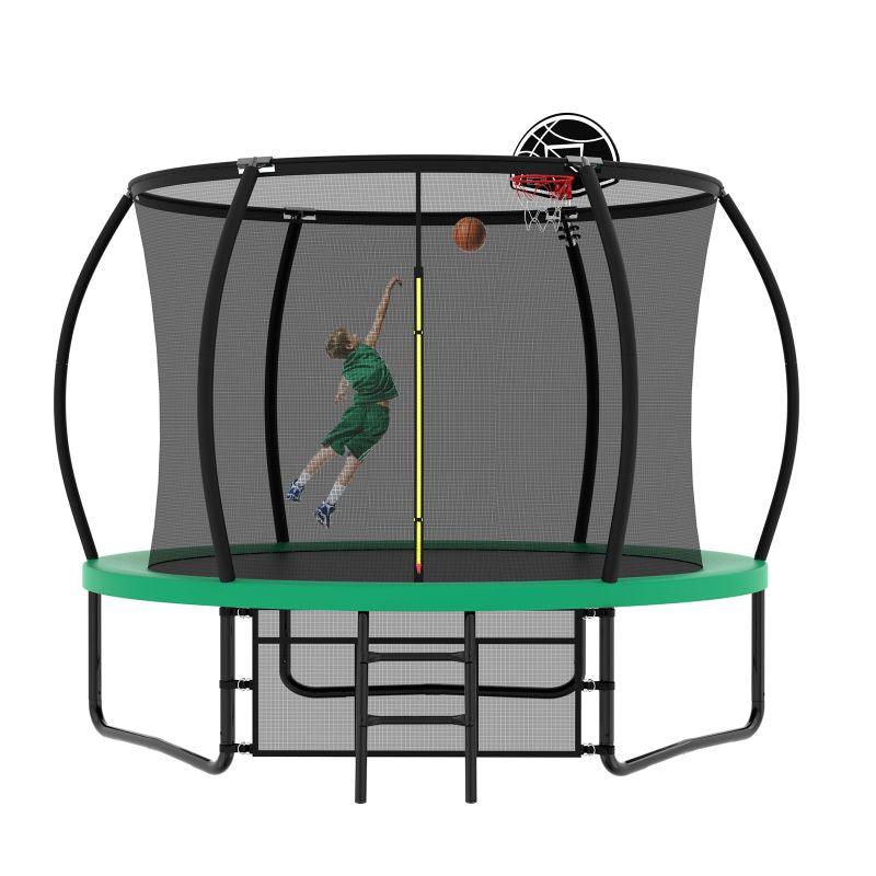 10FT Green Outdoor Basketball Hoop Enclosure Recreational Trampoline - MERSCO SPORTS