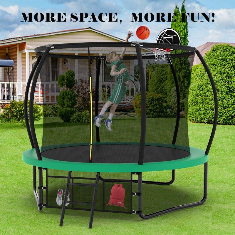 10FT Green Outdoor Basketball Hoop Enclosure Recreational Trampoline - MERSCO SPORTS