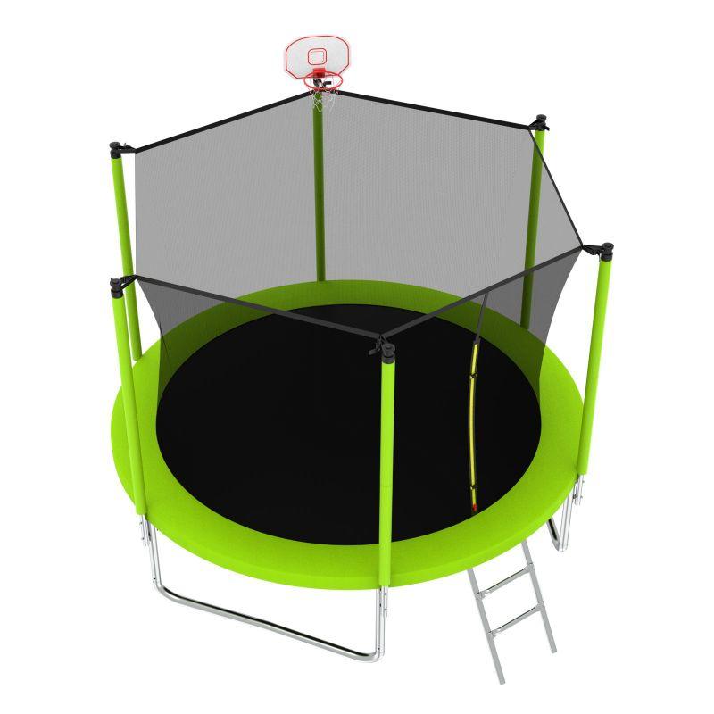 10FT Green Trampoline for Kids Outdoor Play With Basketball Hoop - MERSCO SPORTS