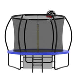 Mersco 880Lbs 10ft Trampoline with Basketball Hoop, Sprinkler, Light,Enclosure Net Storage Bag for 4 Kids Adults Green