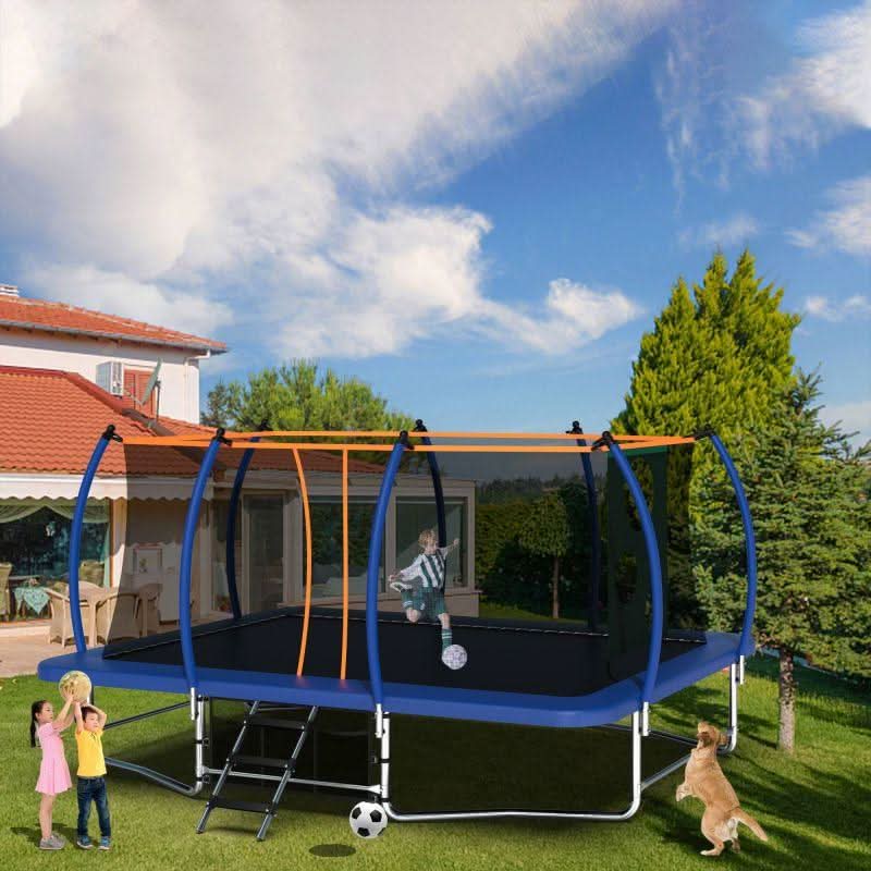 10X16FT Blue Rectangle Trampoline for children and adults with Safety net - MERSCO SPORTS