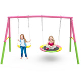 Mersco Swing Set for Backyard with Stand, Swing Heavy Duty 440lbs Metal Outdoor Swing Stand, Contain 1 Saucer 32" & 1 Belt Seat 26.2" for Playground, Backyard Playset,Pink 4.2 stars out of 20 reviews (4.2)| 20 ratings