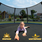 Mersco 14ft Trampoline for Kids and Adults,Pumpkin Outdoor Trampoline with Enclosure and Net,Kids Trampoline 1320lbs Loading,Birthday Gifts,Blue