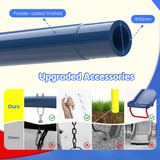 Mersco Swing Set for Backyard with Slide, Swing Heavy Duty 440lbs Metal Outdoor Swing Stand, Contain 1 Saucer 32" & 1 Belt Seat 26.2" &Slide for Playground, Backyard Playset