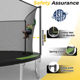 MERSCO 15FT Heavy Duty Outdoor Trampoline with Enclosure Net - Black Green