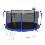 12FT Blue Heavy-Duty Sport Trampoline With Basketball Hoop For Fun - MERSCO SPORTS