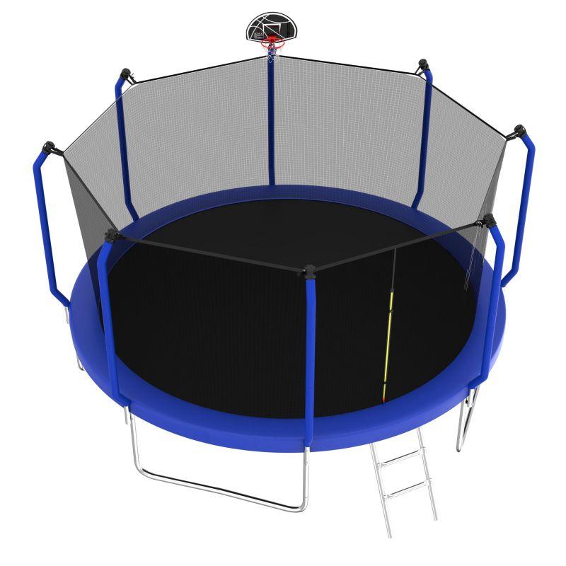 12FT Blue Heavy-Duty Sport Trampoline With Basketball Hoop For Fun - MERSCO SPORTS