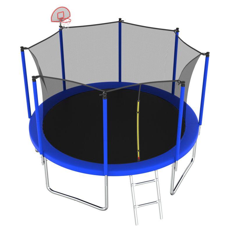 12FT Blue Backyard Heavy Duty Trampoline with Coating Spring Cover Padding - MERSCO SPORTS