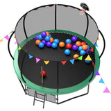 12FT Green Large Trampoline for fun with Flag - MERSCO SPORTS