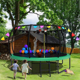 12FT Green Large Trampoline for fun with Flag - MERSCO SPORTS