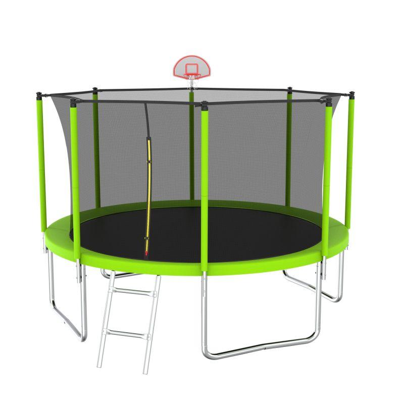 12FT Green Large Trampoline with Enclosure Net For Kids&Adults - MERSCO SPORTS