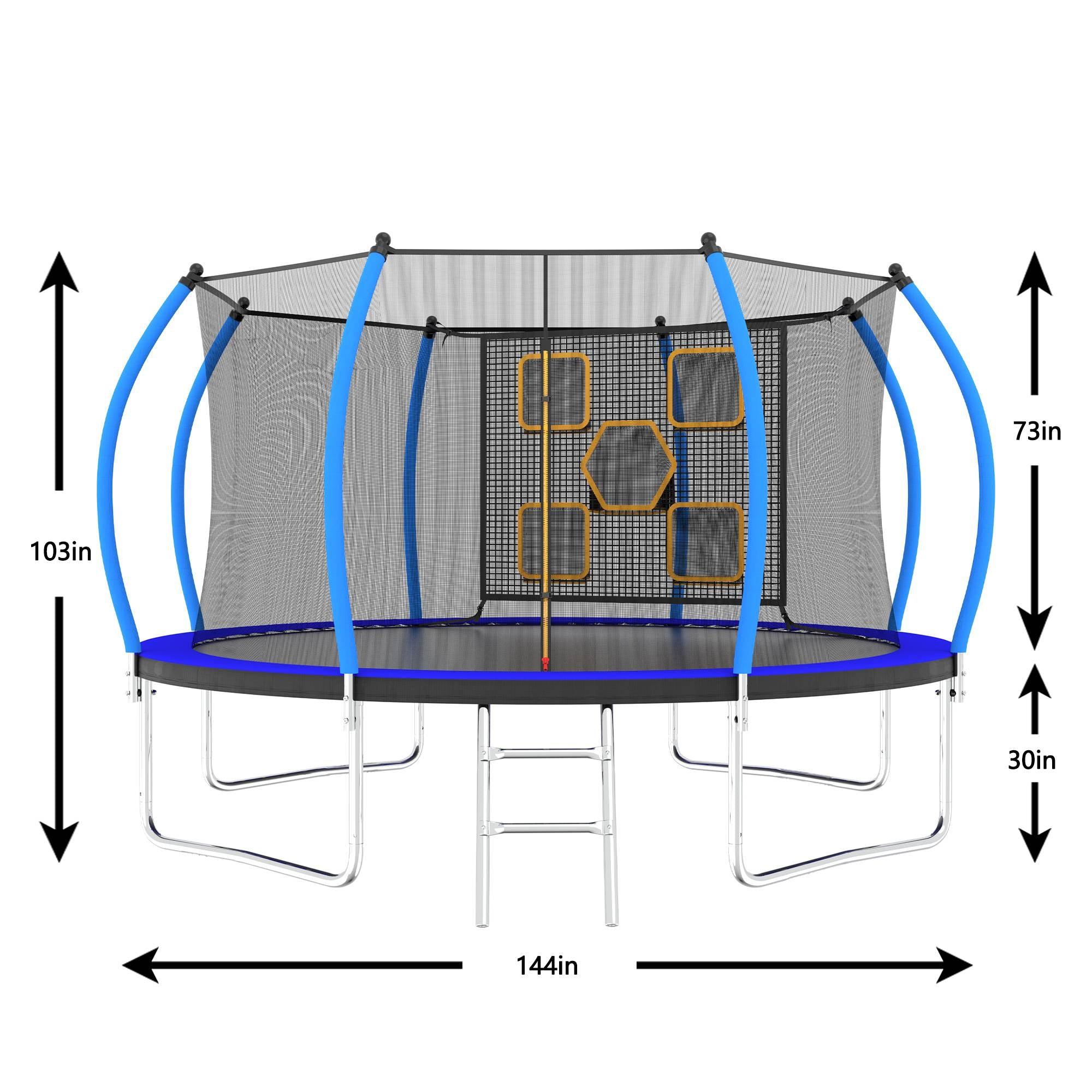 12FT New Design Blue&Black Sports Trampoline With Target Cloth - MERSCO SPORTS