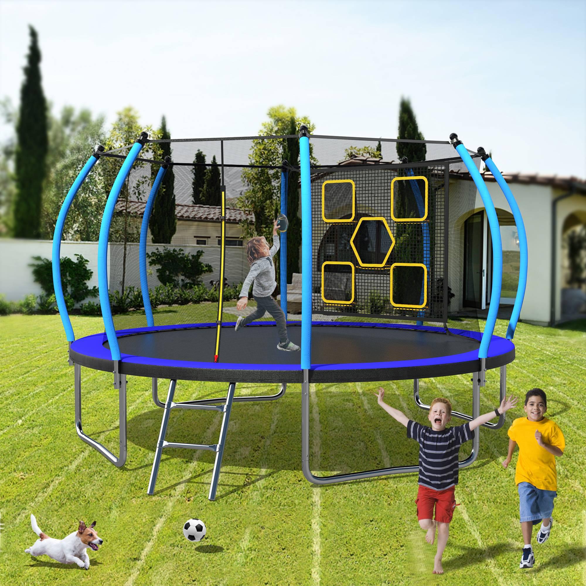 12FT New Design Blue&Black Sports Trampoline With Target Cloth - MERSCO SPORTS