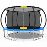 Mersco 14ft Trampoline for Kids and Adults,Pumpkin Outdoor Trampoline with Enclosure and Net,Kids Trampoline 1320lbs Loading,Birthday Gifts,Blue