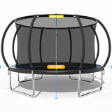 Mersco 14ft Trampoline for Kids and Adults, Pumpkin Outdoor Trampoline with Enclosure and Net, Kids Trampoline 1320lbs Loading,Birthday Gifts,Black