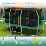 Mersco 10x16FT 4-in-1 Trampoline with Swing Set ,Enclosure Net, Recreational Trampoline, Outdoor Kids and Adults Trampoline for Backyard, Beach, Birthday Gifts ,Green