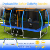 Mersco 10x16FT 4-in-1 Trampoline with Swing Set , Enclosure Net, Recreational Trampoline, Outdoor Kids and Adults Trampoline for Backyard, Beach, Birthday Gifts ,Blue