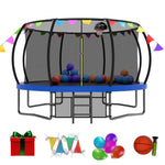 14FT Blue Heavy Duty Trampoline with Flag&Balloon Suit - MERSCO SPORTS