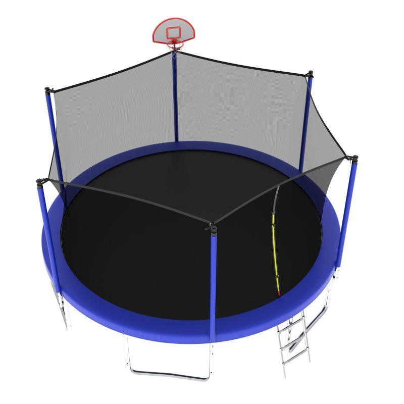 14FT Blue Outdoor Adult Sport Recreational Trampoline With Safety Net - MERSCO SPORTS