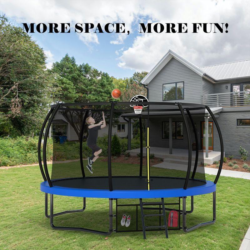 14FT Blue Big Trampoline For Kids&Adults with ASTM Approval - MERSCO SPORTS