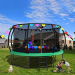 14FT Green Exercises Trampoline with Flag&Balloon Suit - MERSCO SPORTS