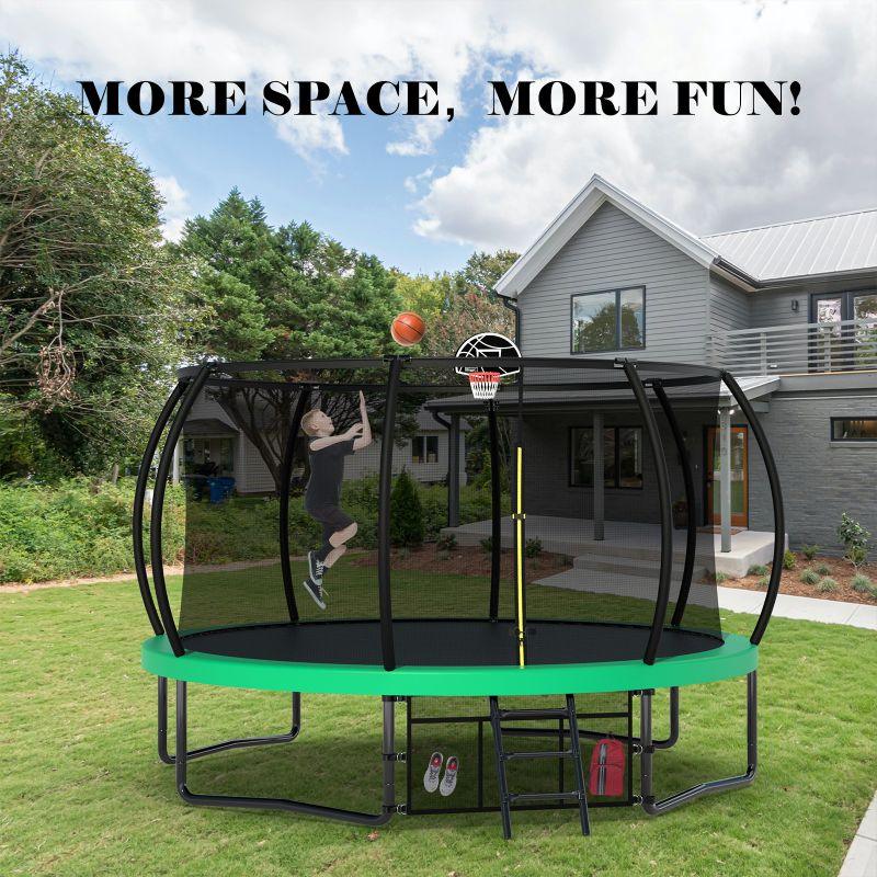 14FT Green Sport Recreational Outdoor Trampoline Exercise Equipment - MERSCO SPORTS