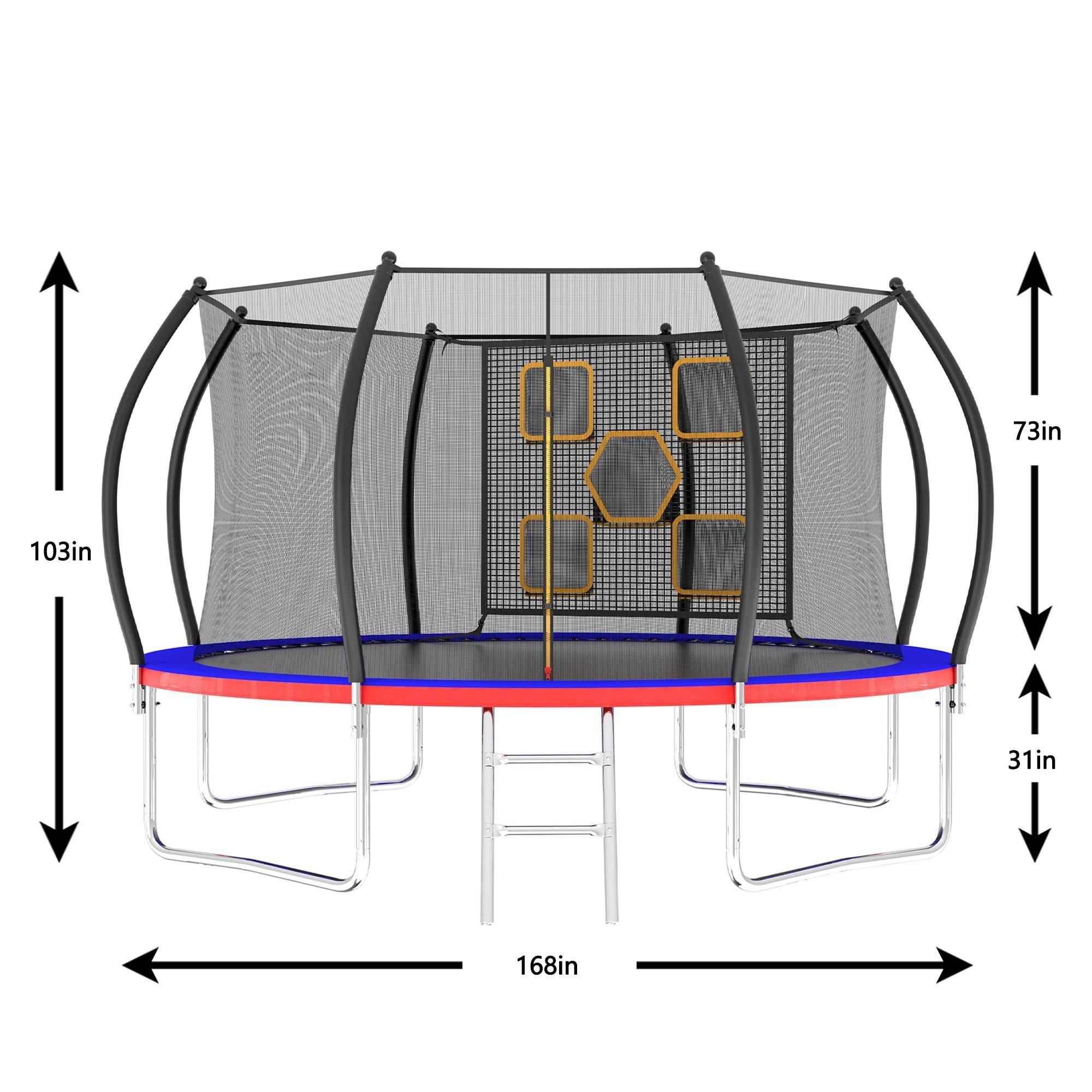 14FT New Design Blue&Red Family Trampoline For Backyard - MERSCO SPORTS