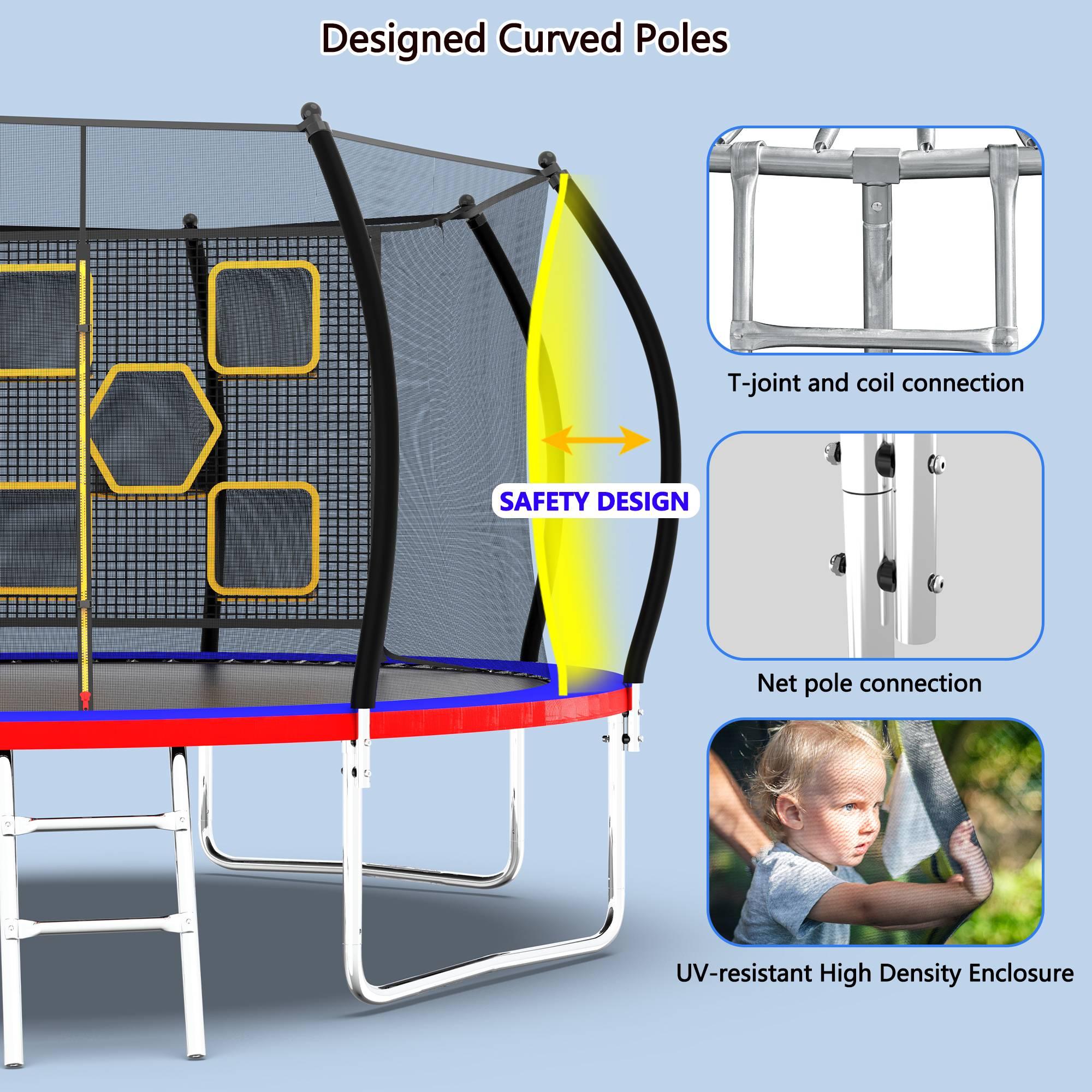 14FT New Design Blue&Red Family Trampoline For Backyard - MERSCO SPORTS