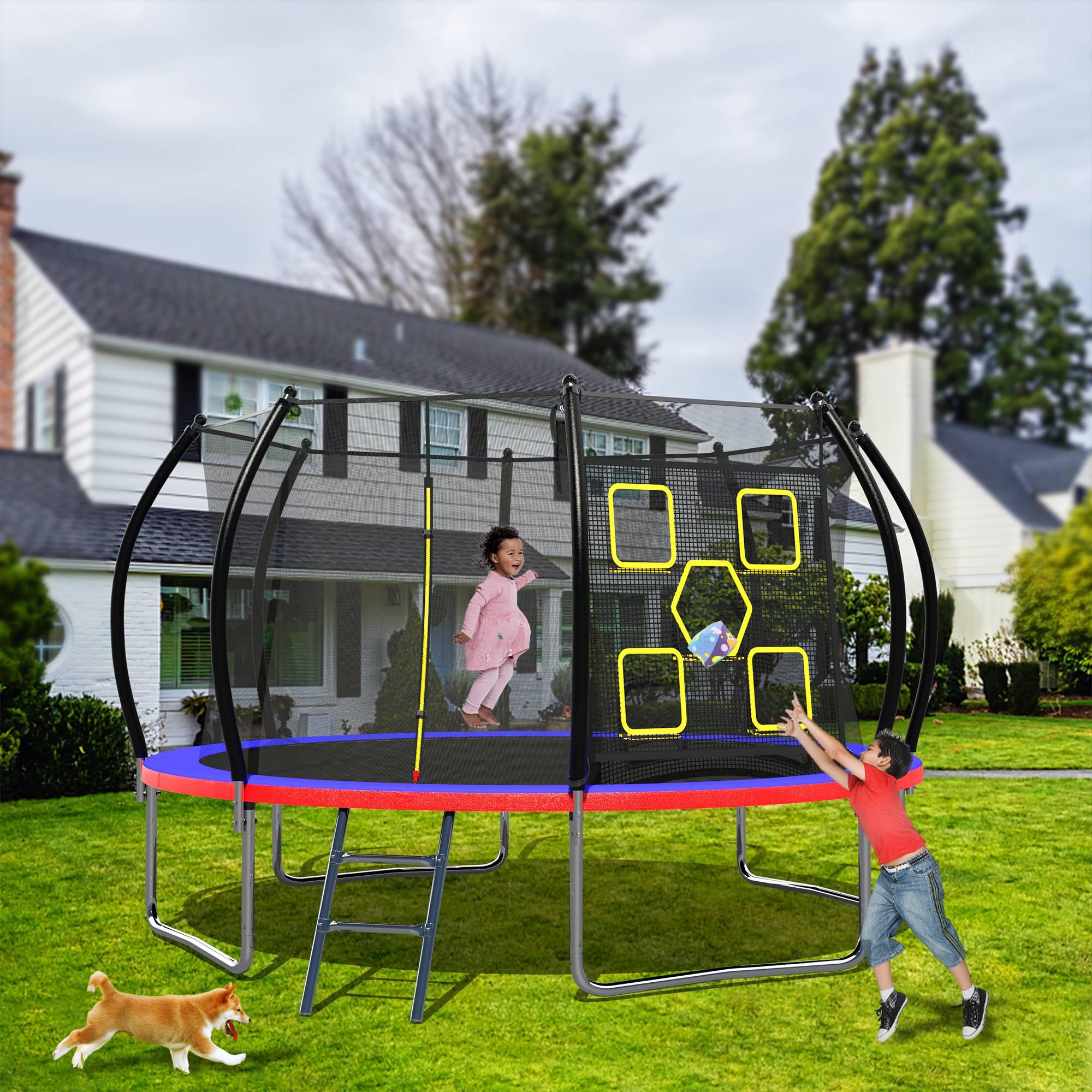 14FT New Design Blue&Red Family Trampoline For Backyard - MERSCO SPORTS