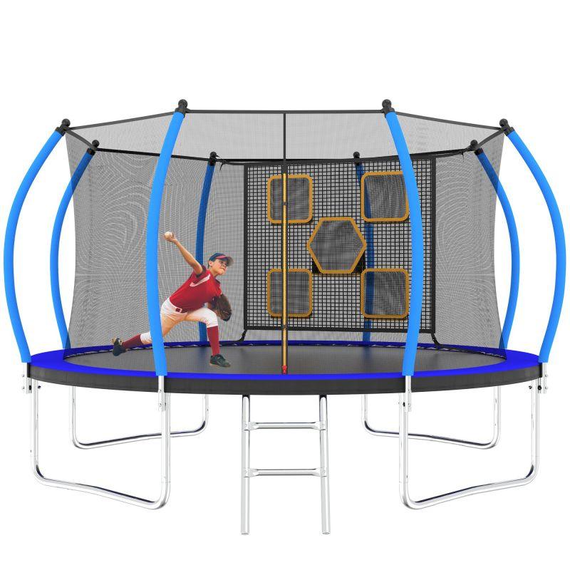 14FT New Design Blue&Black Backyard Trampoline With Enclosure - MERSCO SPORTS