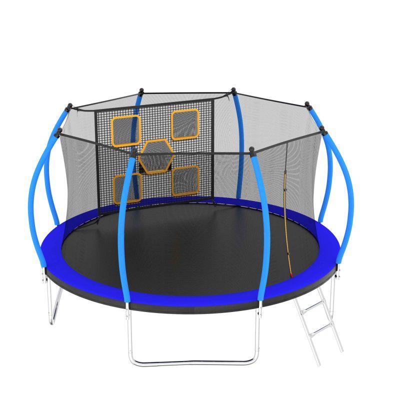 14FT New Design Blue&Black Backyard Trampoline With Enclosure - MERSCO SPORTS