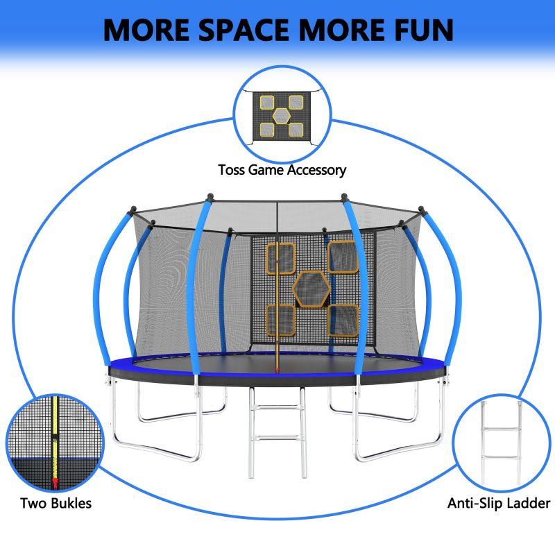 14FT New Design Blue&Black Backyard Trampoline With Enclosure - MERSCO SPORTS