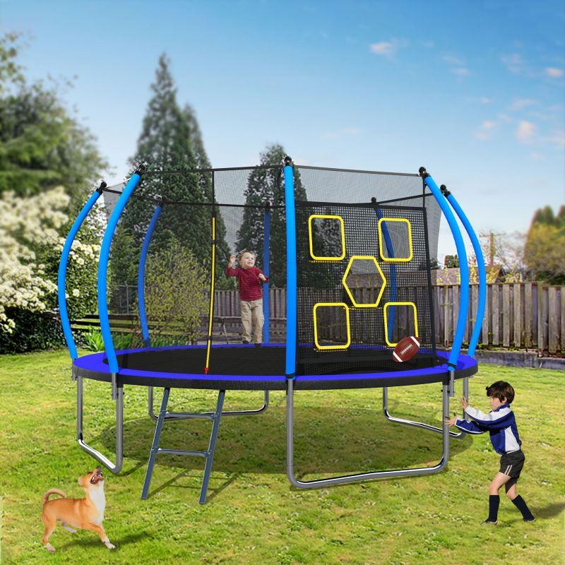 14FT New Design Blue&Black Backyard Trampoline With Enclosure - MERSCO SPORTS