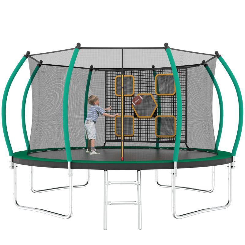 14FT New Design Green&Black Trampoline with Safety Enclosure Net - MERSCO SPORTS