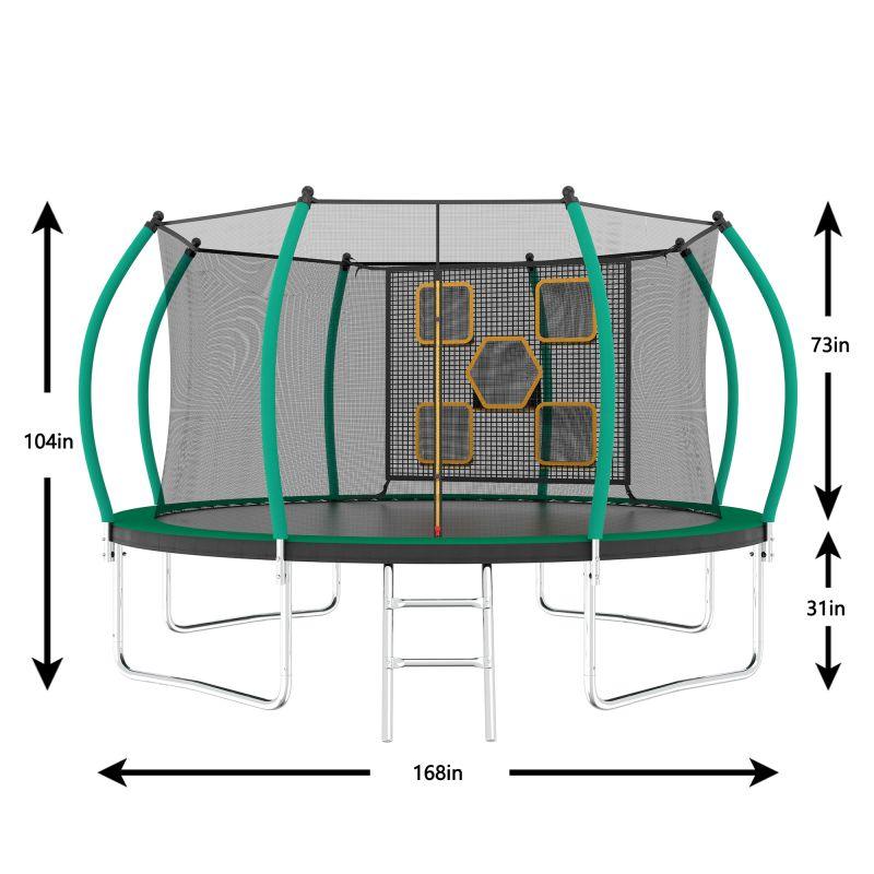 14FT New Design Green&Black Trampoline with Safety Enclosure Net - MERSCO SPORTS