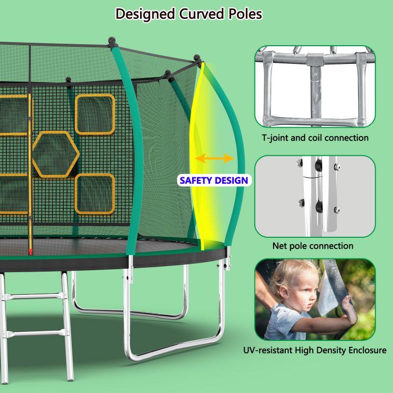 14FT New Design Green&Black Trampoline with Safety Enclosure Net - MERSCO SPORTS