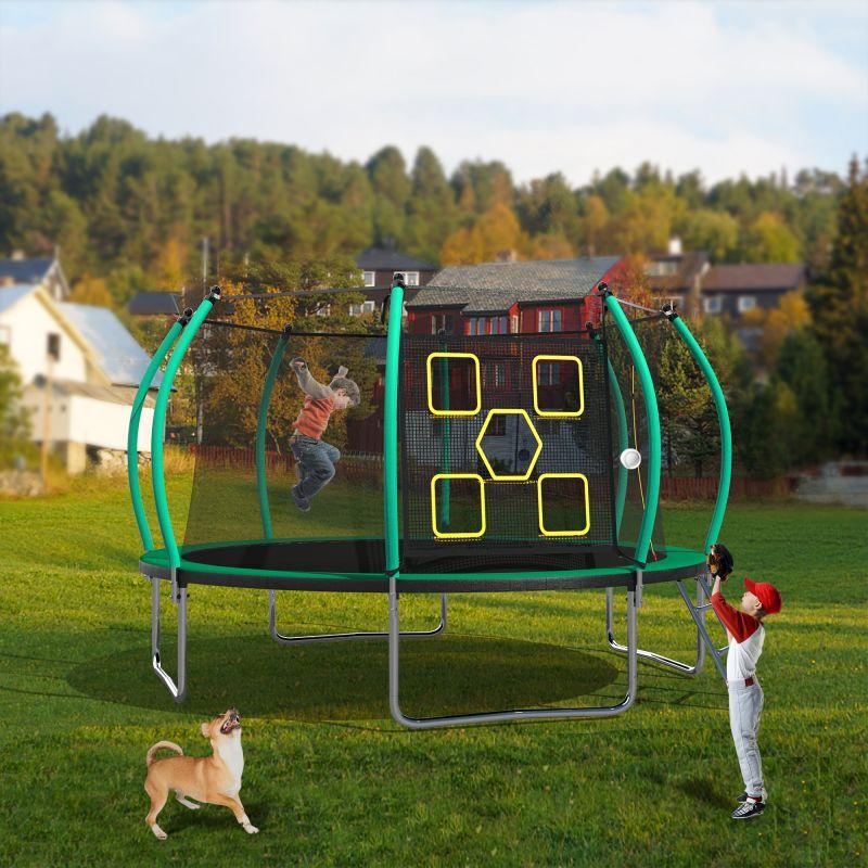 14FT New Design Green&Black Trampoline with Safety Enclosure Net - MERSCO SPORTS