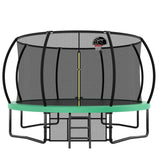Mersco 880Lbs 10ft Trampoline with Basketball Hoop, Sprinkler, Light,Enclosure Net Storage Bag for 4 Kids Adults Green