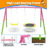 Mersco Swing Set for Backyard with Stand, Swing Heavy Duty 440lbs Metal Outdoor Swing Stand, Contain 1 Saucer 32" & 1 Belt Seat 26.2" for Playground, Backyard Playset,Pink 4.2 stars out of 20 reviews (4.2)| 20 ratings