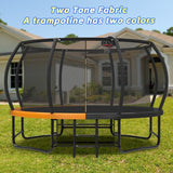 14FT Orange Pumpkin Outdoor Trampoline with Basketball Hoop,Enclosure & Storage Bag