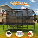14FT Black 1400lbs Loading Large Trampoline,Birthday & Children's Gifts for Boys Girls