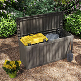 Cirui 72 Gallon Outdoor Storage Box with Lockable Lid, Waterproof & UV Resistant Patio Plastic Deck Box with Side Handles, Home Storage Box for Patio, Cushions,Toys,Light Brown